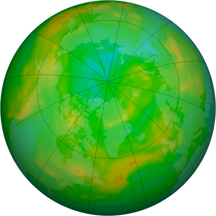 Arctic ozone map for 13 July 1991
